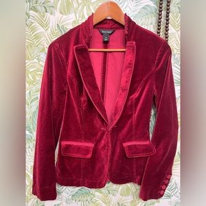White House Black Market, red velvet jacket. Size 6, great for the holidays!